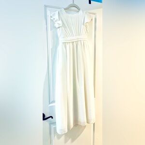 Girls (10-11) ivory-white flutter sleeve maxi dress.